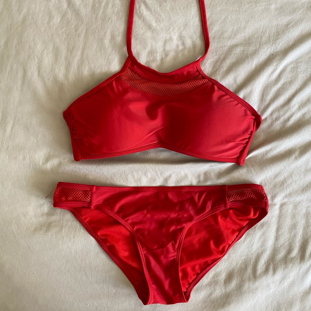 High Neck Mesh Bikini Set